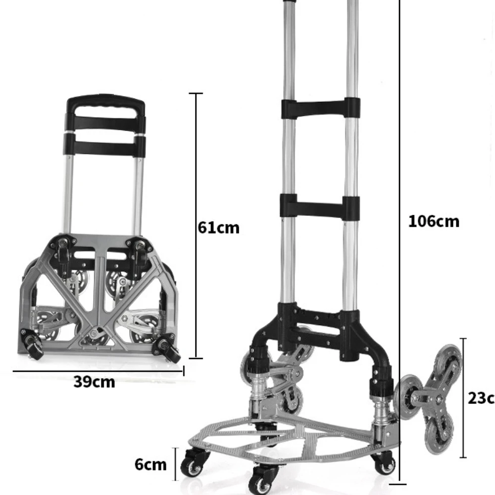 Household Trailer Folding Trolley Aluminum Alloy Pulling Tool Cart Climbing Stair To Transport Trailer Household Simple Trolley