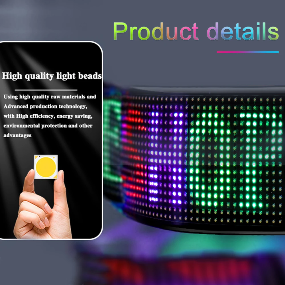 Panel de matriz LED con Control por aplicación Bluetooth, luz nocturna, letrero de coche programable DIY, pantalla LED Flexible para tienda, Hotel y Bar
