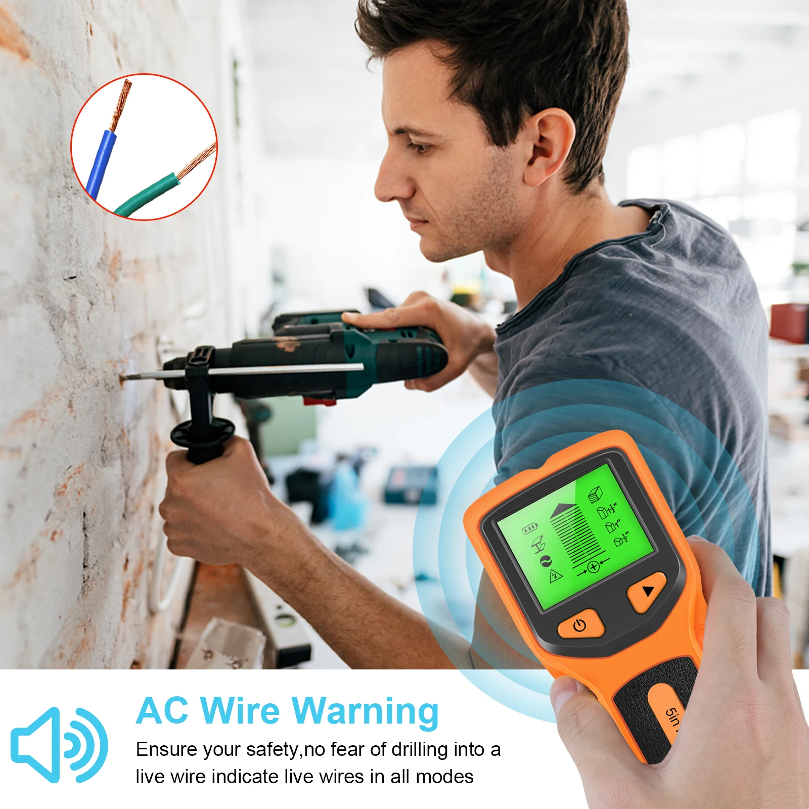 Sensor Detector de tornillos 5 en 1, escáner de pared portátil, localizador de Sensor de tornillo electrónico con pantalla LCD