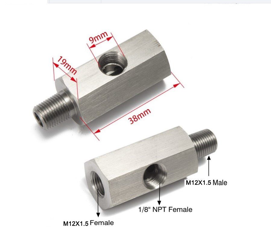Sensor de pressão de óleo adaptador t 1/8npt 1/8bspt m10 m14 m12 1.5 a 1/8 npt turbo fonte medidor de linha de alimentação