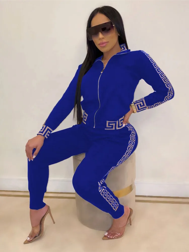 Conjunto de ropa deportiva Y2k para mujer, conjunto informal elegante con estampado de laberinto, moda de primavera y otoño, conjunto de dos piezas para oficina, 2023
