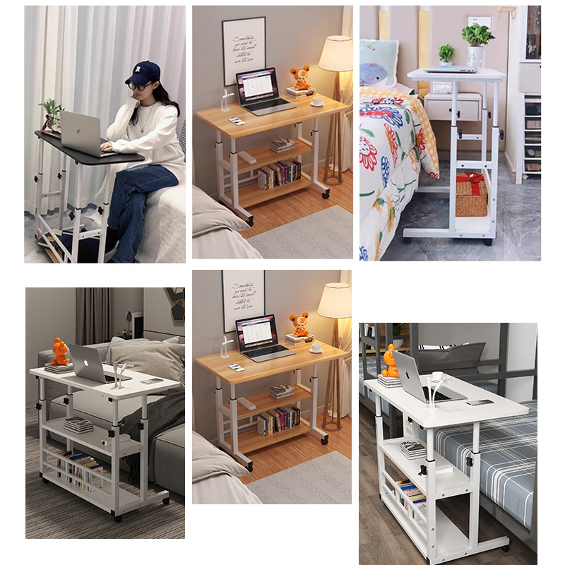 높이 조절 가능한 C자형 엔드 테이블, 모바일 노트북 사이드 테이블 휠, 거실용 2단 보관 선반이 있는 소파 소파 테이블