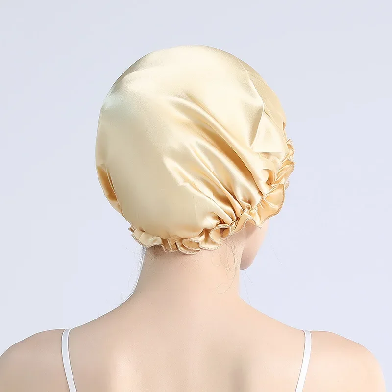 Lớn 100 Lụa Tơ Tằm Bộ Đội Nữ Tóc Bonnets Bao Bọc Đầu Tóc Nón Lụa Cao Cấp Bonnets Đêm Quấn Tóc dâu Tằm Lụa