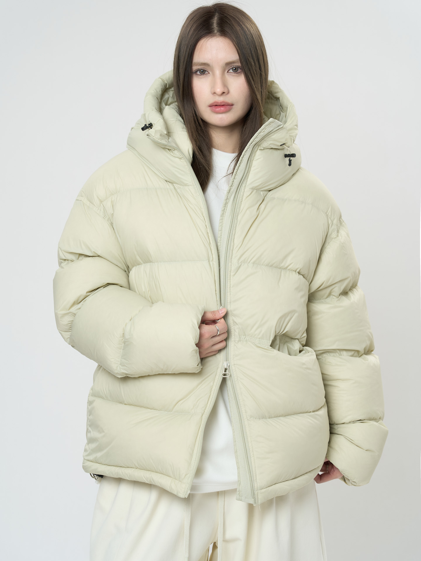 Doudoune décontractée à capuche pour femme, monochrome, ample, hiver