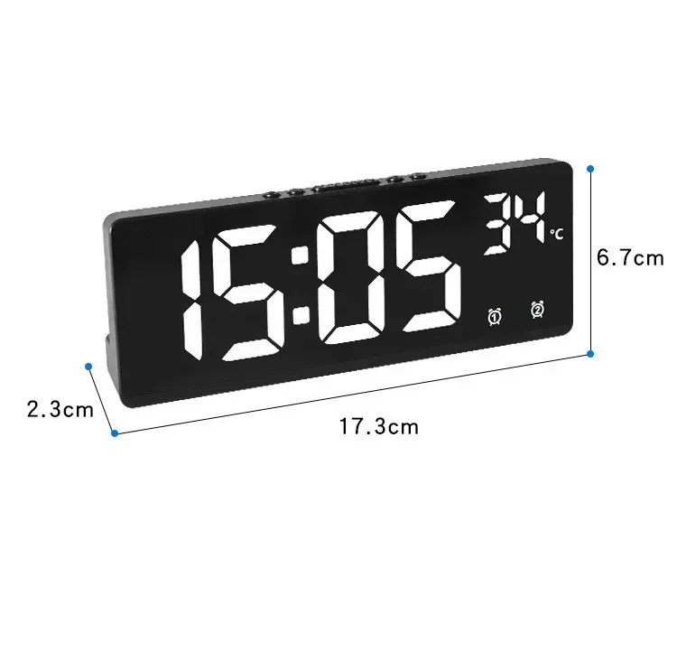 Sprachsteuerung Digitaler Wecker Temperatur Dual Alarm Snooze Desktop Tischuhr Nachtmodus 12/24H LED Uhr Uhr Schreibtischuhr