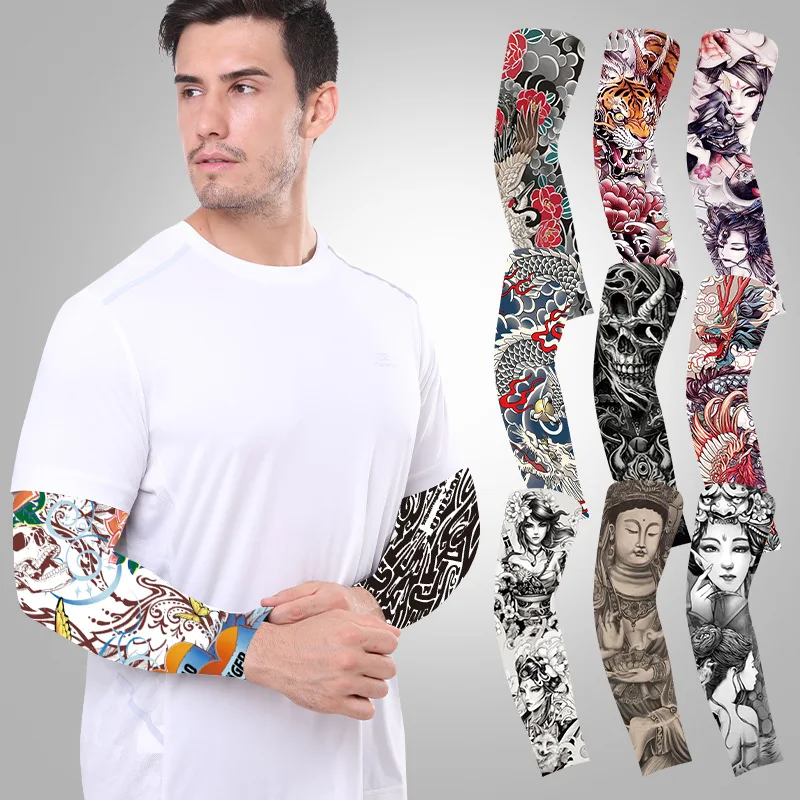 1-teilige Tattoo-Ärmel, Sonnenschutz, Musik, Festival, dünn, Unisex, Wandern, Armabdeckung, Angeln, Kostüm, Party, Drachen-Tattoo-Ärmel