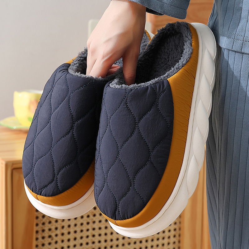 Große Größe 48 49 Mode Männer Hausschuhe Frauen neue Winter wasserdichte Haus rutsch feste Wohnungen Rutschen flauschige warme weiche Sohle pelzige Schuhe