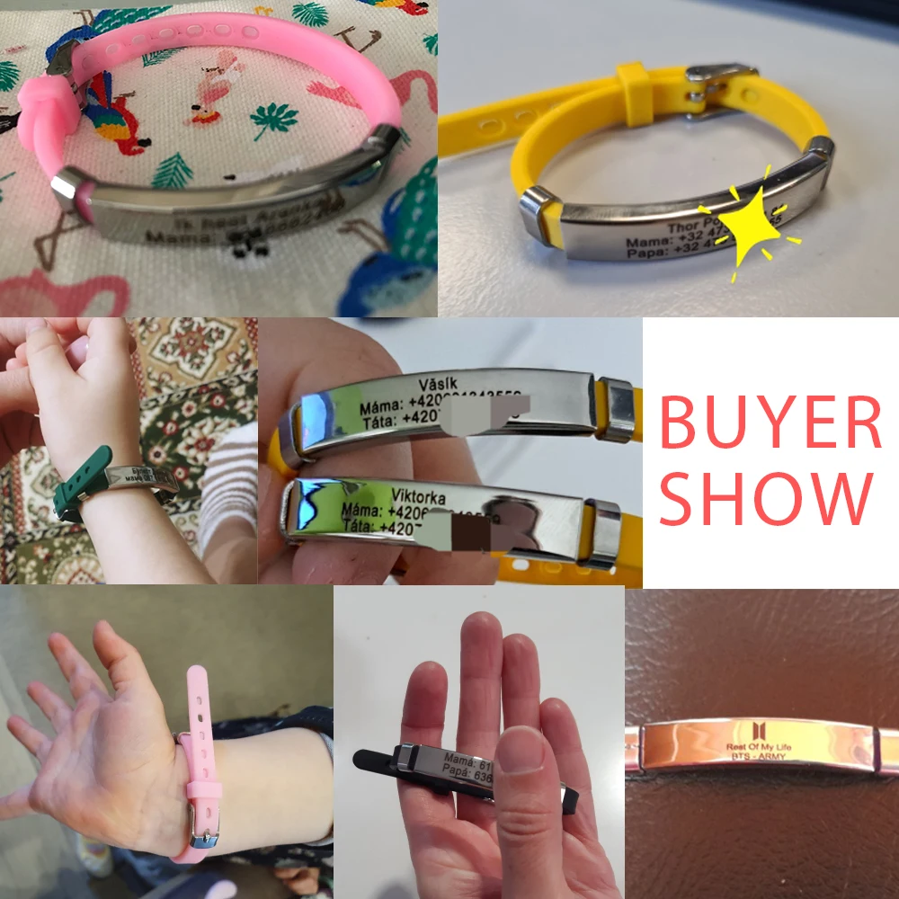 Fishhook Brazalete de silicona suave con identificación Airtag para bebé, brazalete seguro con nombre personalizado, SOS, para emergencias infantiles