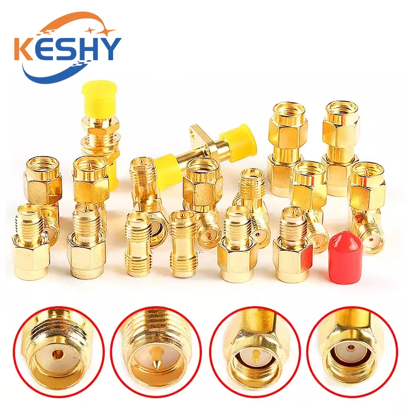 SMA macho/hembra conector adaptador coaxial RF RP SMA ángulo recto tipo T divisor chapado en oro nuevo adaptador RF al por mayor