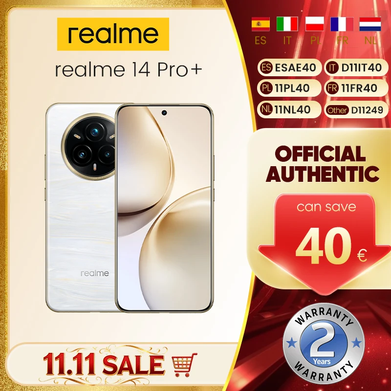 Versão global realme 14 Pro+ 5G Smartphone Sony 3X Periscope OIS Câmara Snapdragon7s Gen 3 80W SUPERVOOC Charge IP69