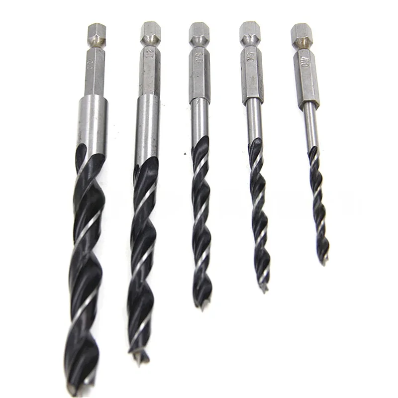 5 st zeshoekige handvat driepuntige houtbewerking boor 4-10mm houtbewerking gat uitbreiden power boorgereedschap accessoire set