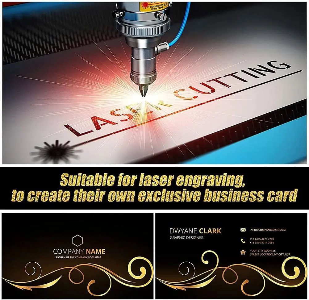 50 Pcs โลหะนามบัตรอลูมิเนียมที่ว่างเปล่าเลเซอร์ CNC แกะสลักการ์ดพิเศษโลโก้การพิมพ์ DIY ปรับแต่งอุปกรณ์สำนักงาน