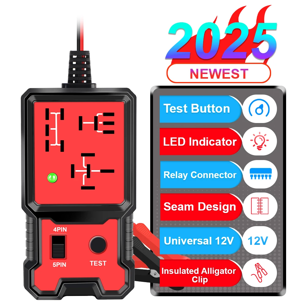 Luz indicadora LED, comprobador de batería de coche, prueba electrónica, probador de relé de coche, herramientas de diagnóstico, accesorios automotrices universales de 12V