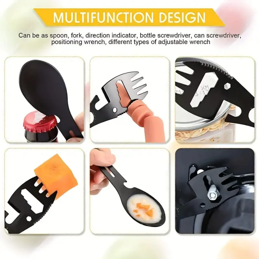 Outdoor Fork Spoon Versatile Outdoor Camping Tool Lightweight Fork Spoon Bottle Opener for Survival Tactical Utility for Easy