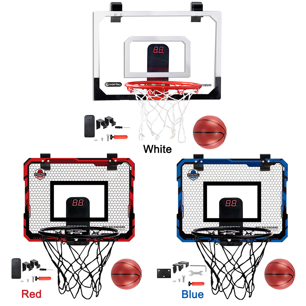 Mini Basketball Hoop com placar eletrônico para crianças, brinquedos engraçados do jogo, encosto para bola, exercício interno e externo, acessório para esporte