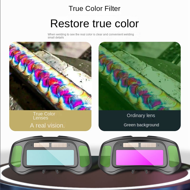 Óculos de soldagem com escurecimento automático inteligente, cor verdadeira, com lentes internas claras, soldador solar, óculos anti-reflexo