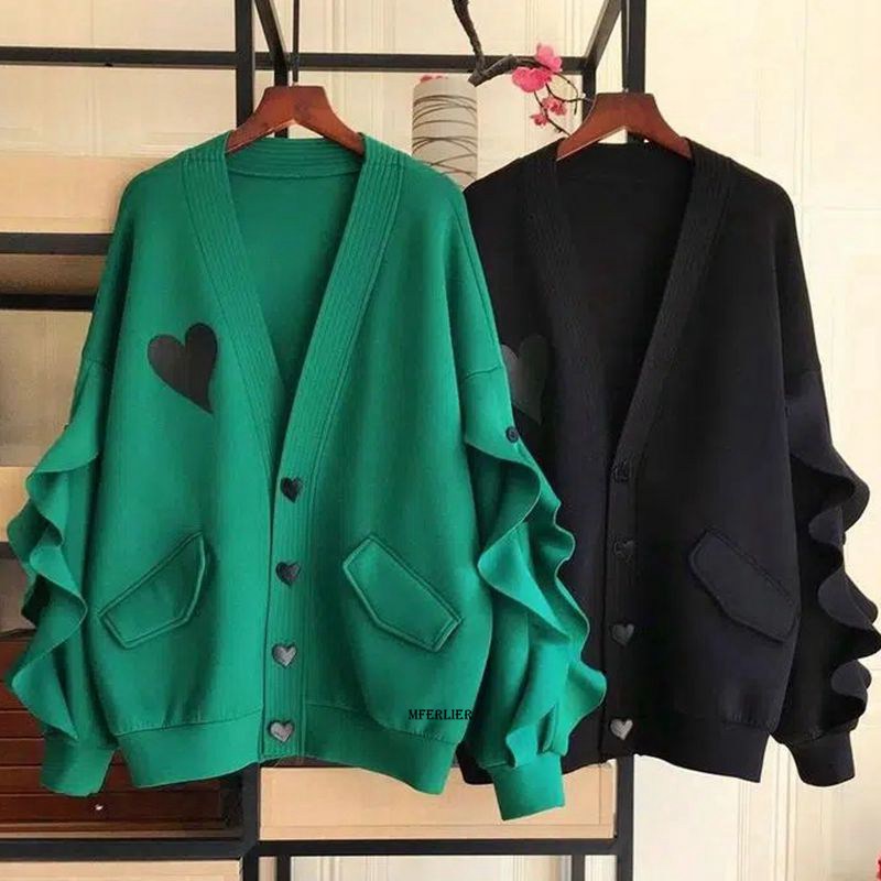 Plus Größe 6XL 150 kg Frühling Jacke Frauen herzförmigen Mantel Langarm Taste Jacke Mantel Schwarz Grün Farbe damen Tops