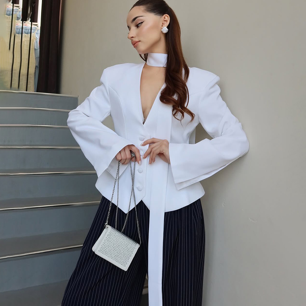 Tuularose único breasted casaco feminino com decote em v cachecol com manga longa cintura-entretendo blazer jaqueta senhora casual fino casaco de viagem