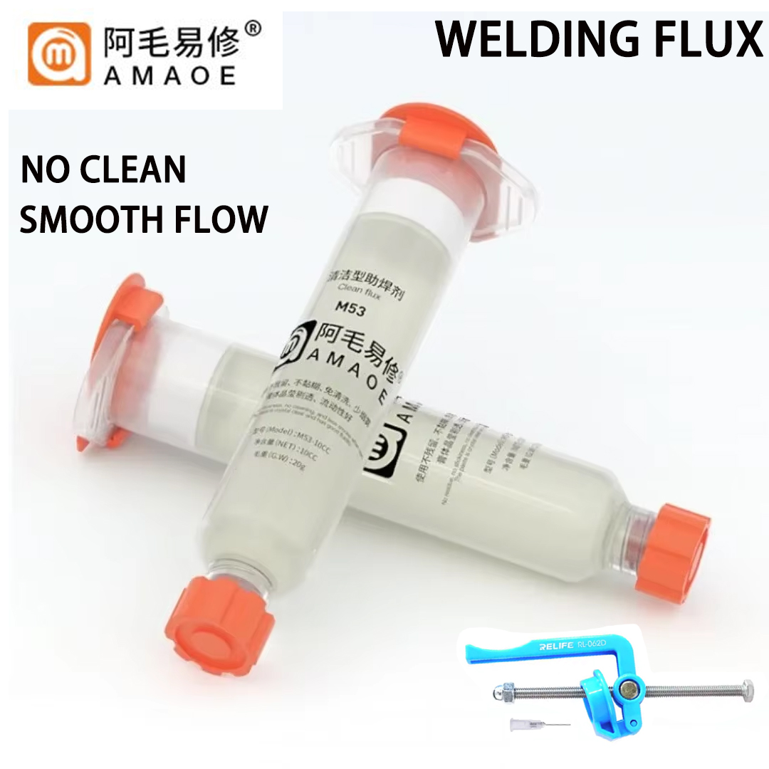 AMAOE M53 10CC No Clean Smooth Flow Tracky welding Flux for Electronics PCB IC Mobile Phone Laptops CPU LED BGA Repairing Tool
