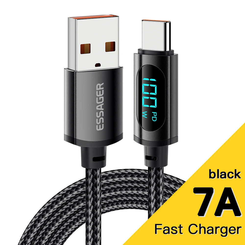 Essager PD 100W USB Tipo C Cavo a USB C 7A Cavo di ricarica per caricabatterie rapido per OPPO Realme Huawei Poco Samsung Cavo display