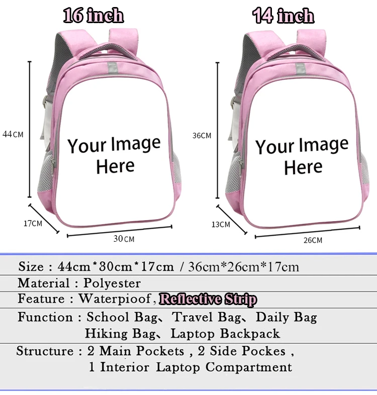 Mochila personalizada con logotipo de la imagen y nombre, mochilas de guardería de dibujos animados de 14 pulgadas, mochilas escolares para niños y niñas, bolsa de libros para niños, regalo