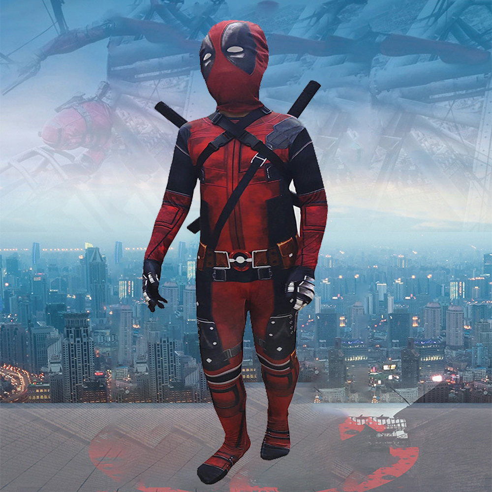Nuevo personaje de película disfraz de juego de rol superhéroe Deadpool disfraz máscara espada bolsa trajes fiesta de Halloween Cosplay mono estilo 3D