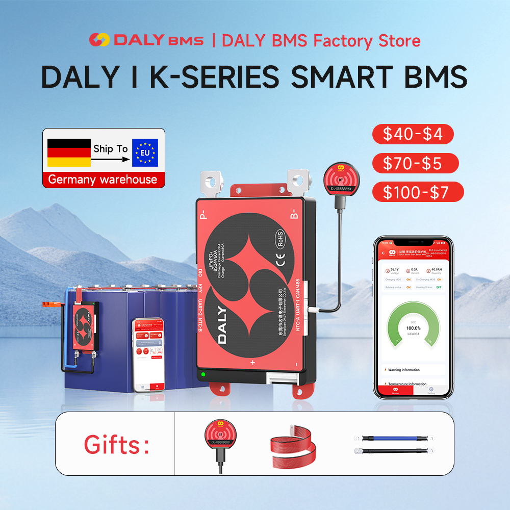 Daly Smart Lifepo4 BMS Board 4S 12V 8S 24V16S 48V 3.2V 100A 60A BMS for 18650 BATTERY PACK BT UART RS485 CANBUS Communication