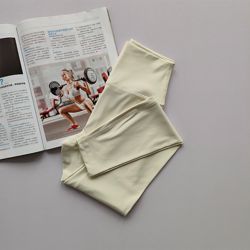 Pantalones de Yoga desnudos de cintura alta para mujer, mallas deportivas de secado rápido con ajuste ajustado para realzar la cadera, medias deportivas con parte inferior de hilo alto