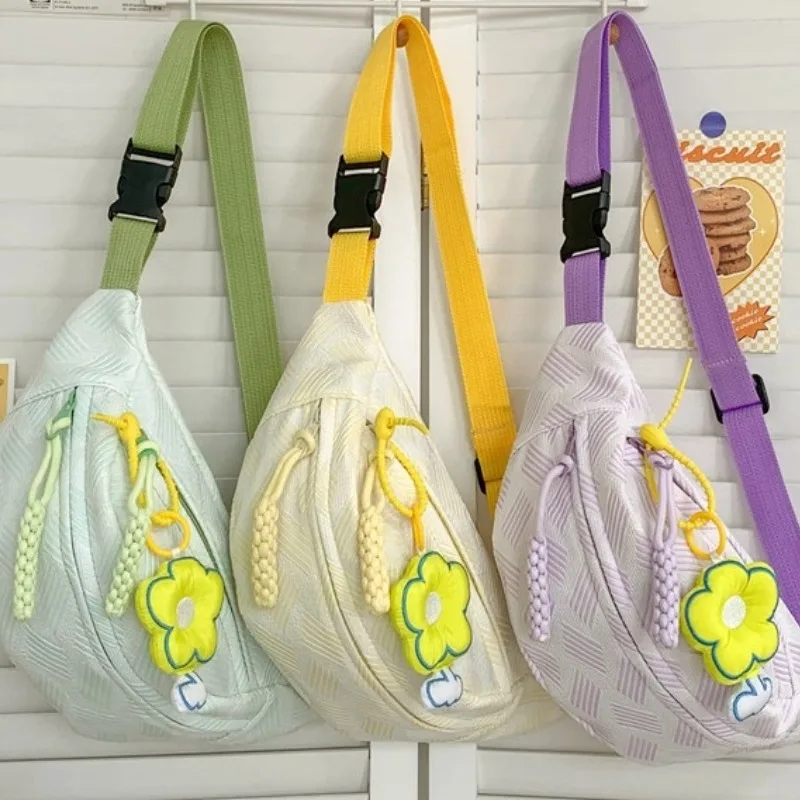 Bolsa de cintura crossbody leve fofa, ins japoneses, passeio estilo americano, bolsa pequena versátil, bolsa de peito pequena floresta feminina,