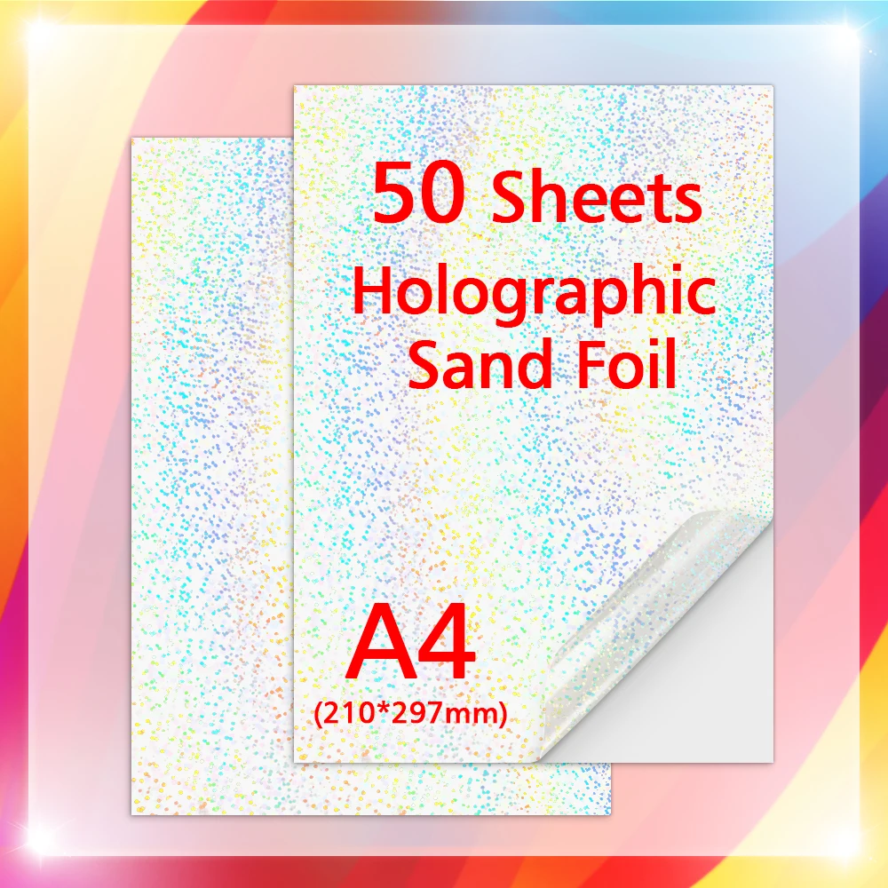 Film de stratification holographique pour protéger les photos, feuille de sable, verre pailmétrage, estampage à chaud sur photo, film Regional à froid, papier A4, 50 feuilles