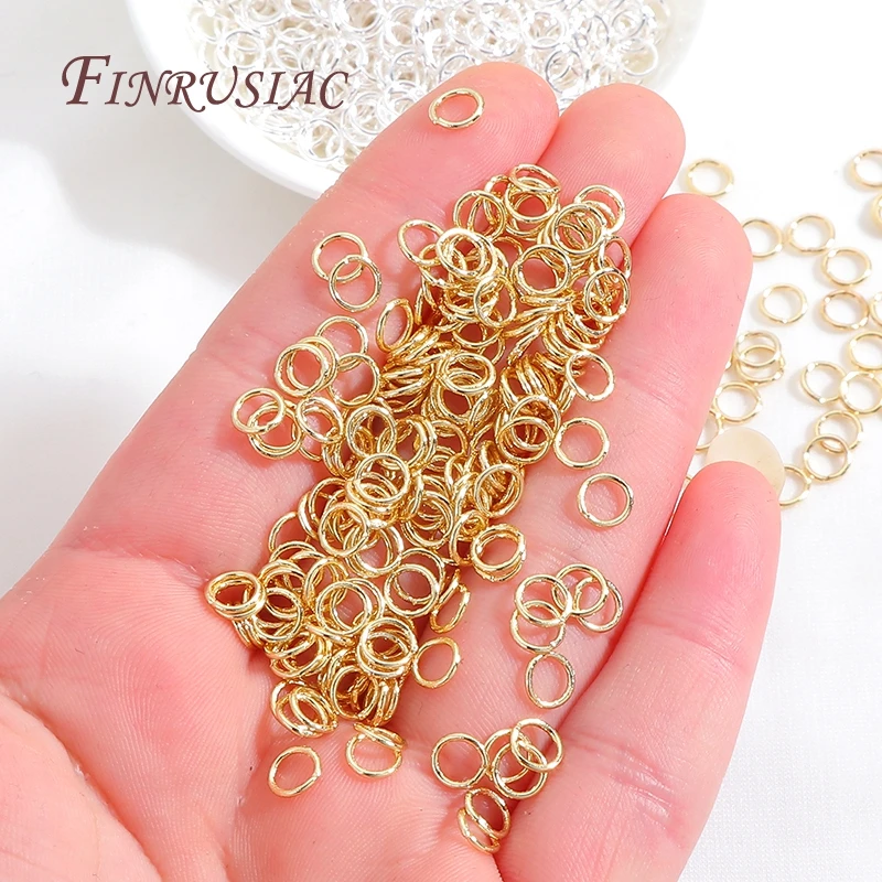 200 unids/lote de anillos de salto abiertos chapados en oro de 18 quilates, venta al por mayor, anillos divididos de Metal de latón, anillos de conexión para suministros de joyería