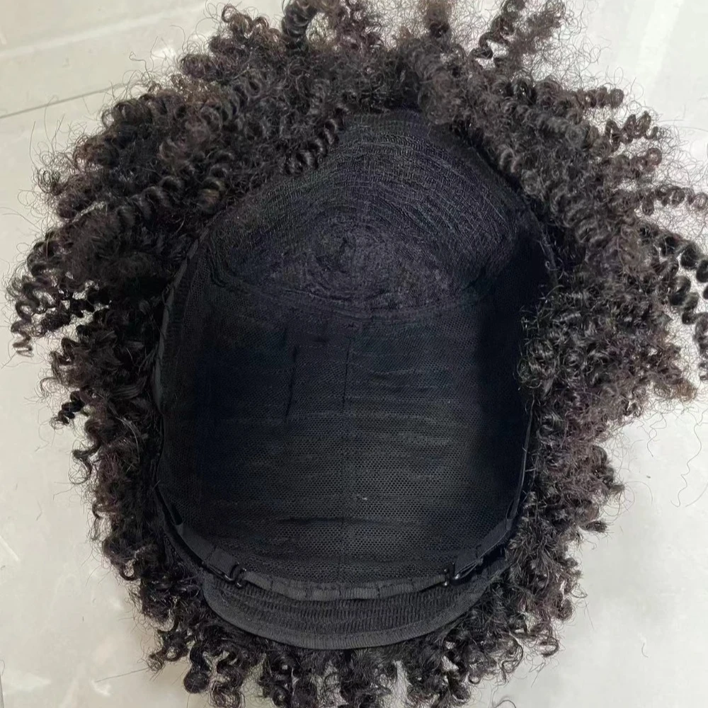 100% 人毛アフロ変態カーリーフルマシンショートウィッグ高品質ブラジルバージンヘアウィッグ黒人女性のための日常使用