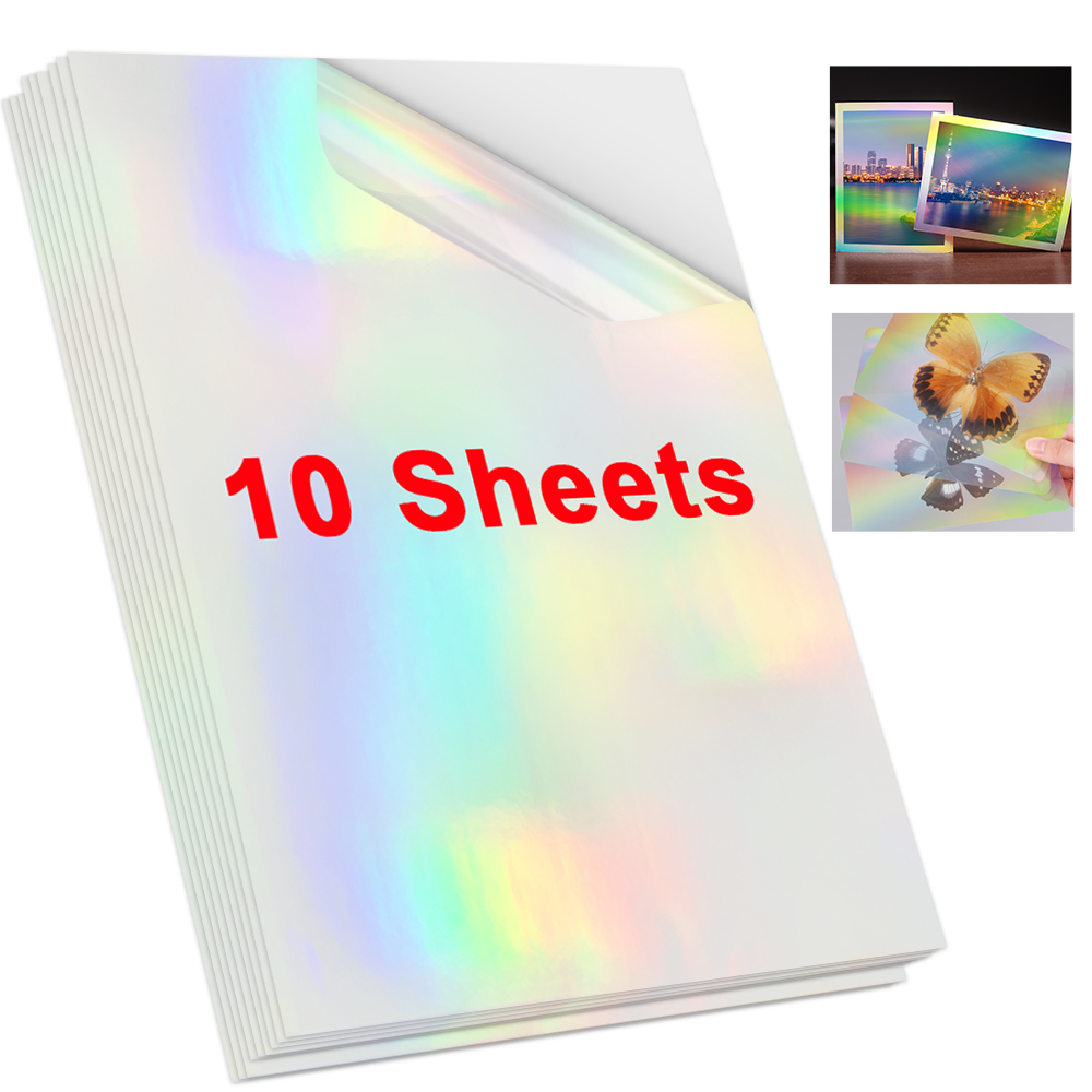 10 arkuszy holograficzna folia do laminowania na zimno A4 złamane szklane gwiazdy samoprzylepna folia papierowa pakiet do majsterkowania karta folia do laminowania zdjęć
