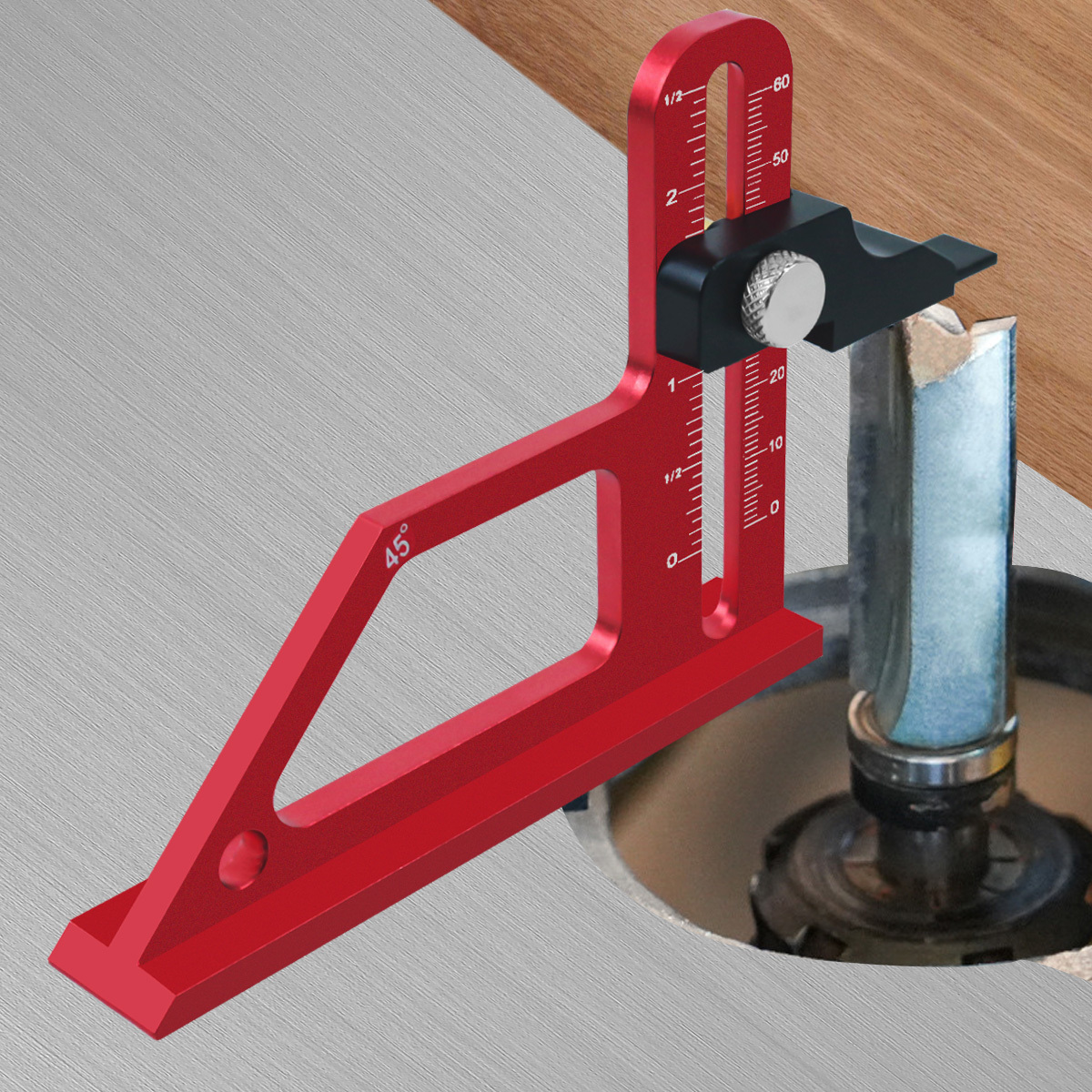 0-60mm Adjustable Table Saw Depth Gauge,Aluminum Alloy Measuring Gauge For Setting Up Blade Router Bits Height Woodworking Tools