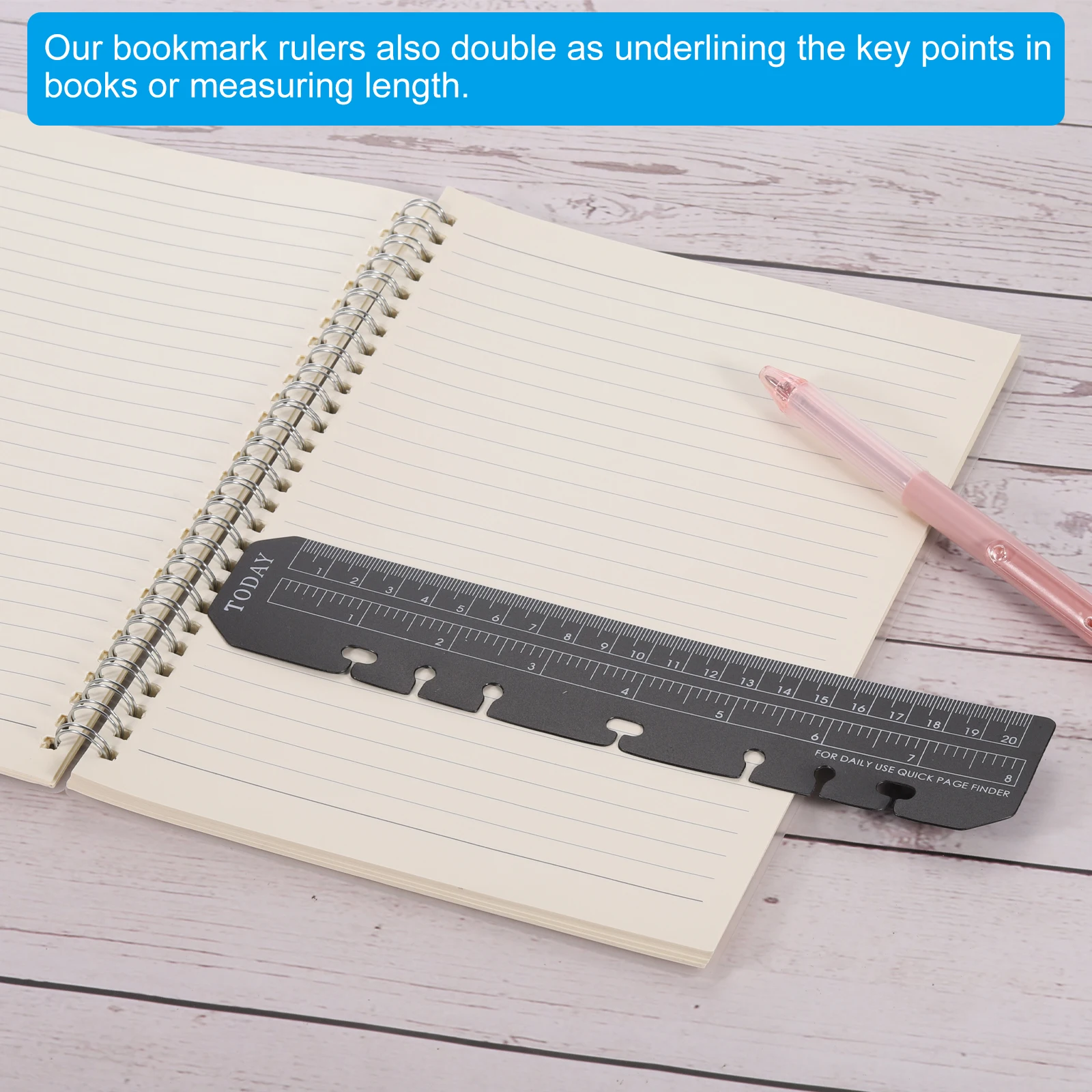 10Pcs Bookmark Ruler Snap-in Ruler Page Marker Book Mark Measuring Tools Drawing Tool for A4/A5/A6 Binder Notebook Gold/Clear