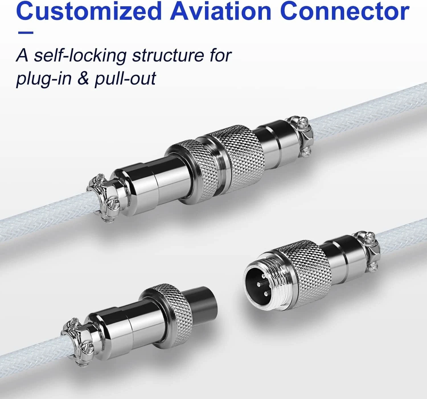 Mechanical Keyboard Coiled Cable USB Type C Mechanical Keyboard Aviator Desktop Computer Aviation Connector Cord Max 3M