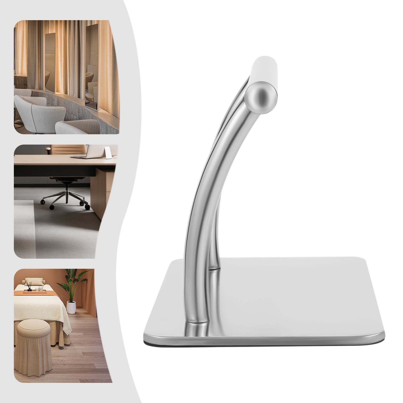 Verstellbare 30 cm lange Friseurstuhl-Fußstütze aus Edelstahl mit verstärkter Basis für Salon Home Spa Silber