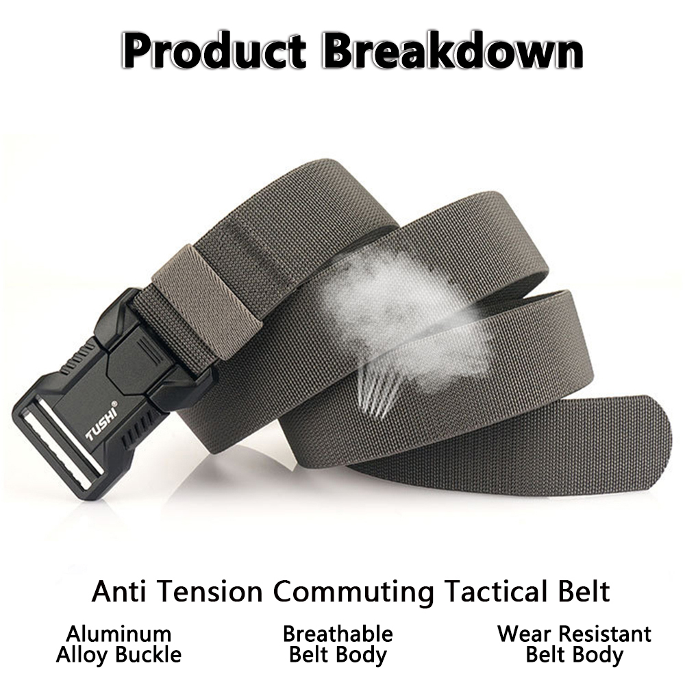 TUSHI Aluminum Alloy Quick Release Pluggable Buckle Elastic Belts For Men Durable Tactical Belt Cowboy Outdoor Army Belt Hunting