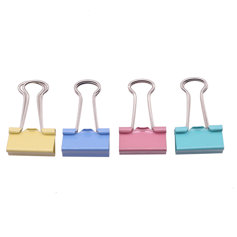 50 Pcs Wholesale Office Supplies Trumpet 19mm Color Binder Clips Dovetail Bills Clip 40 Boxed