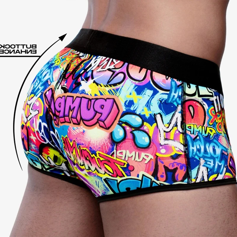 1 個 MP セクシーな下着男性 Boxershorts ローウエストビキニ男ボクサーパンツおかしい落書き男性トランクスゲイ男性下着ボクサー MP225