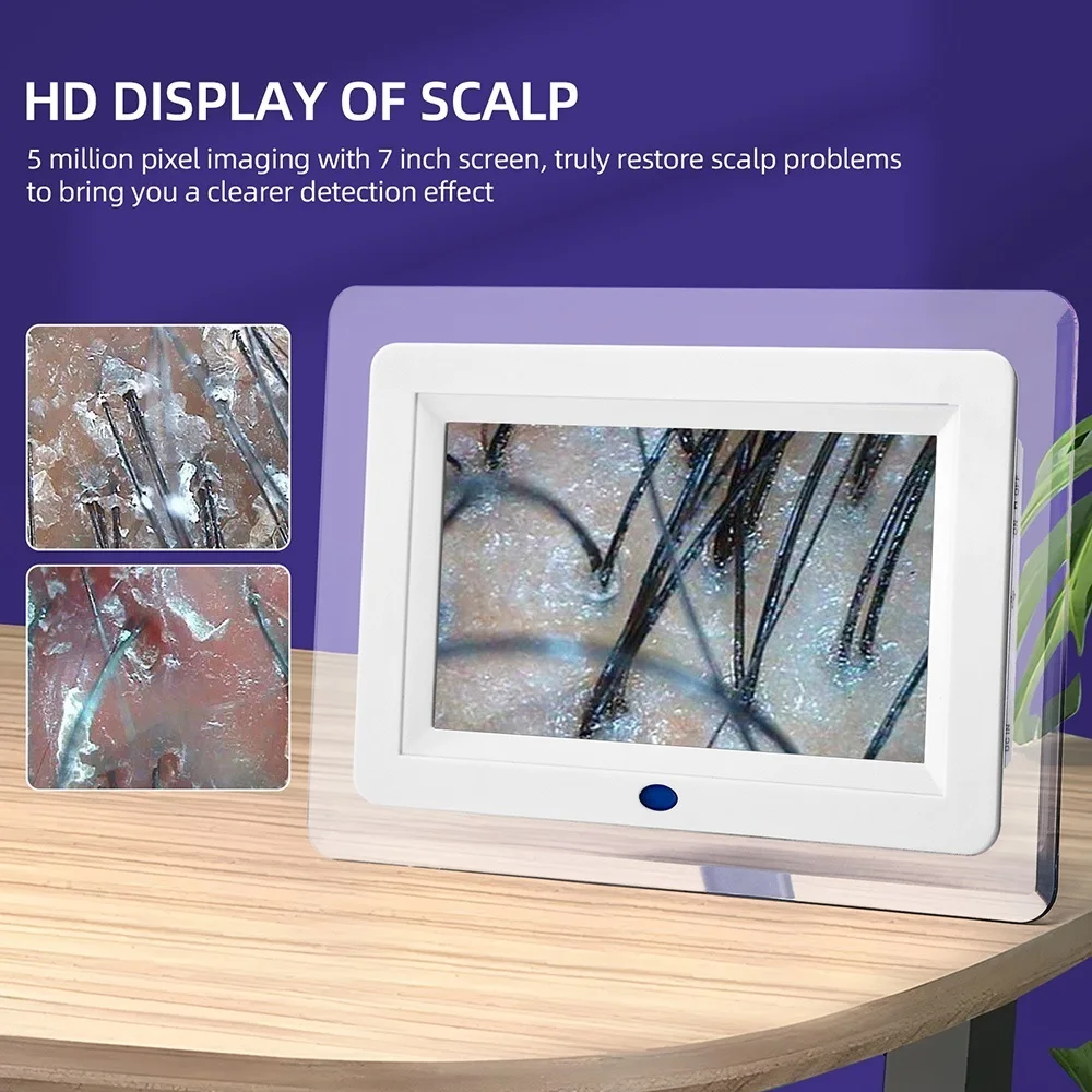 เครื่องขยายผิวหน้าจอ LCD 200X 50X ความละเอียดสูง7นิ้วกล้องจุลทรรศน์เครื่องตรวจสภาพผิวหน้ารูขุมขนเครื่องทดสอบผิวหนังเครื่องตรวจจับรูขุมขน