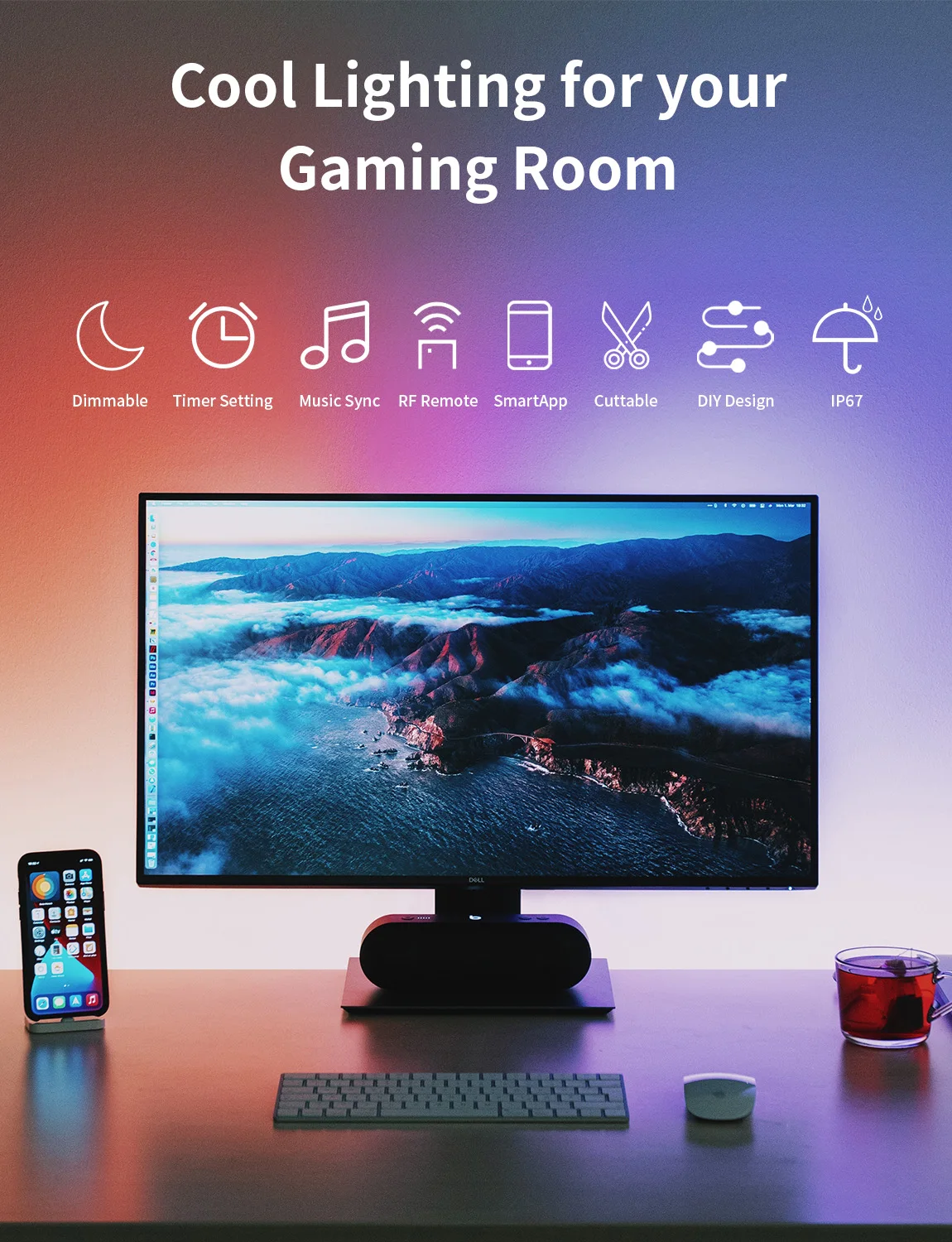 Smart App LED Strip Lights SMD 5050 RGB APP Remote Control Flexible Ribbon Diode Lamp Tape TV Backlights Game Room Home Decor