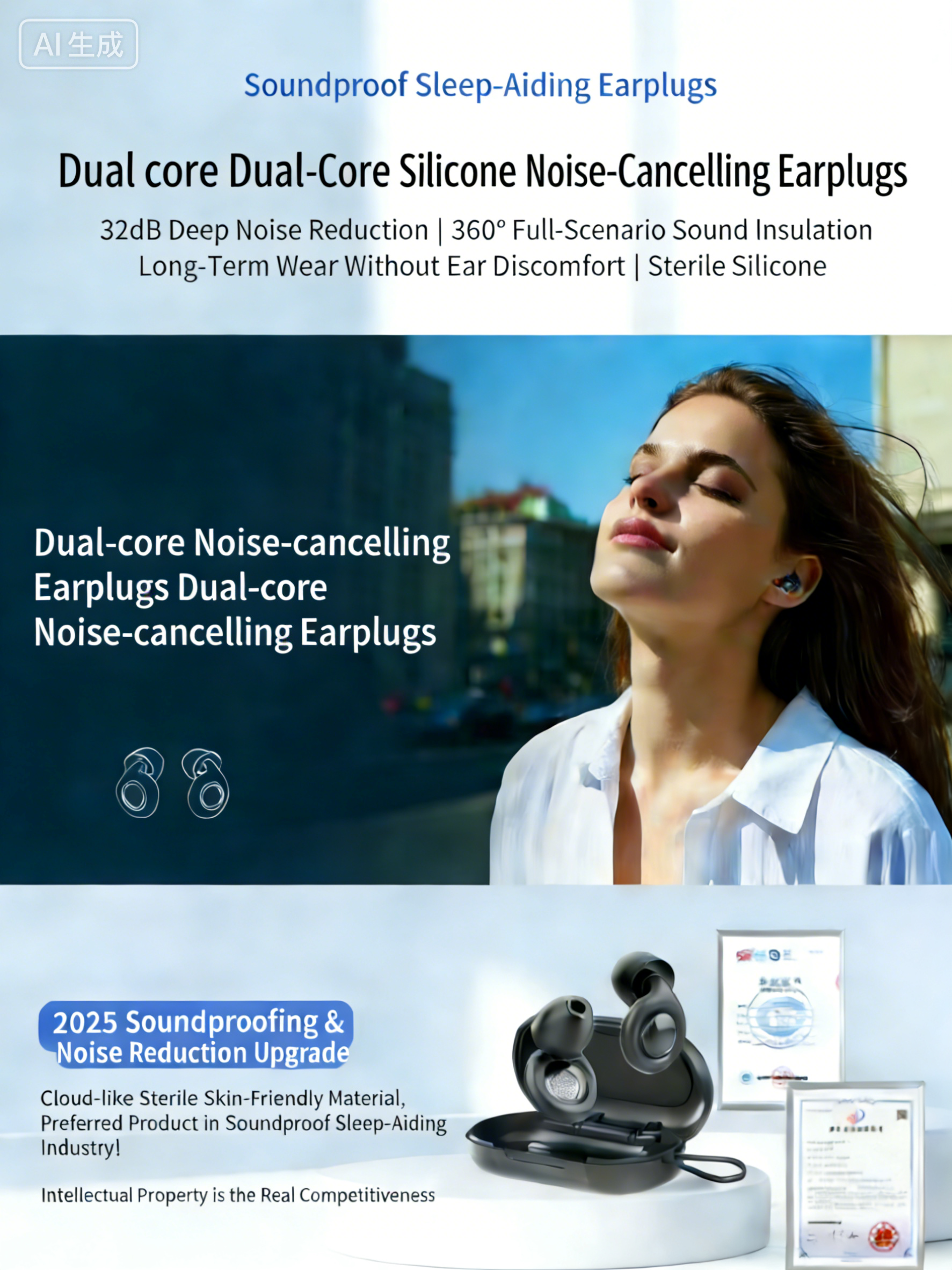 Silicone Ear Plugs - Reusable Noise Cancelling Hearing Protection for Sleep, Concerts & Travel