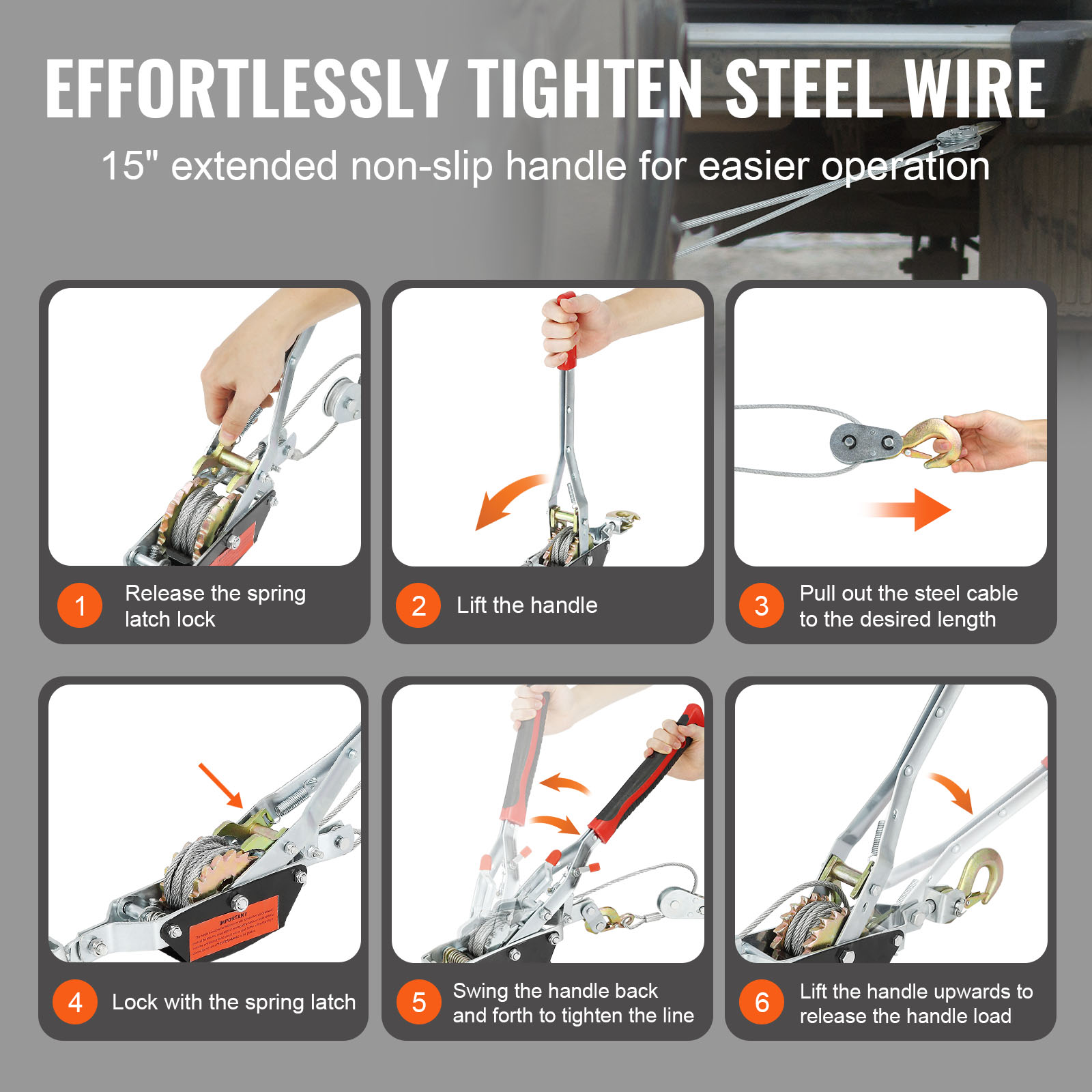 SucceBuy Come Along Winch 2/4/5 Ton Pulling Capacity Heavy Duty Ratchet Automotive Hoist Power Cable Puller for Vehicle Rescue