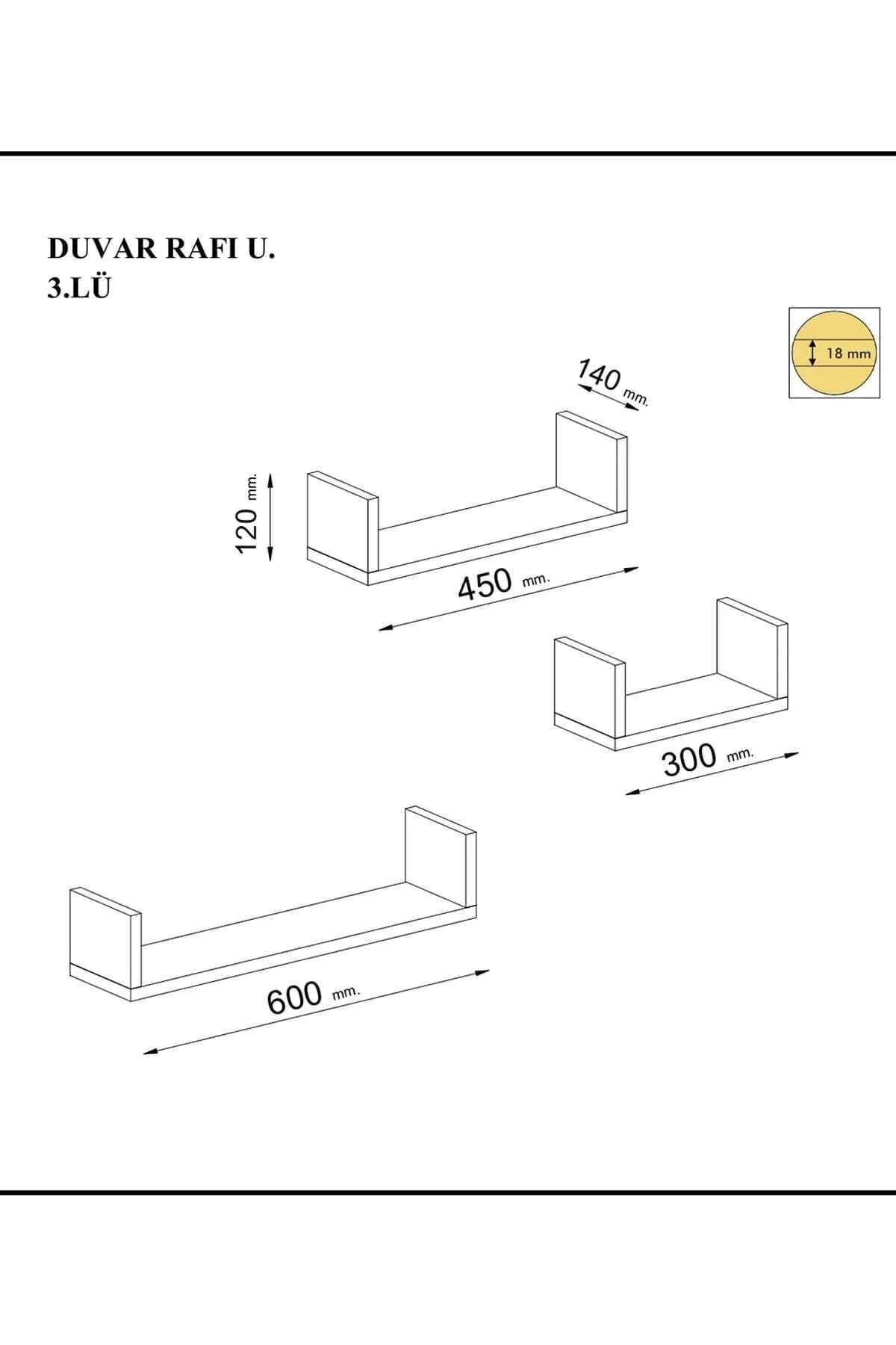 Set Rak U Putih Model 3 Buah, Rak Dekoratif, Rak Tipe Dinding Rak Kantor Ruang Tamu Rak Buku Semua Jenis Tempat Lilin