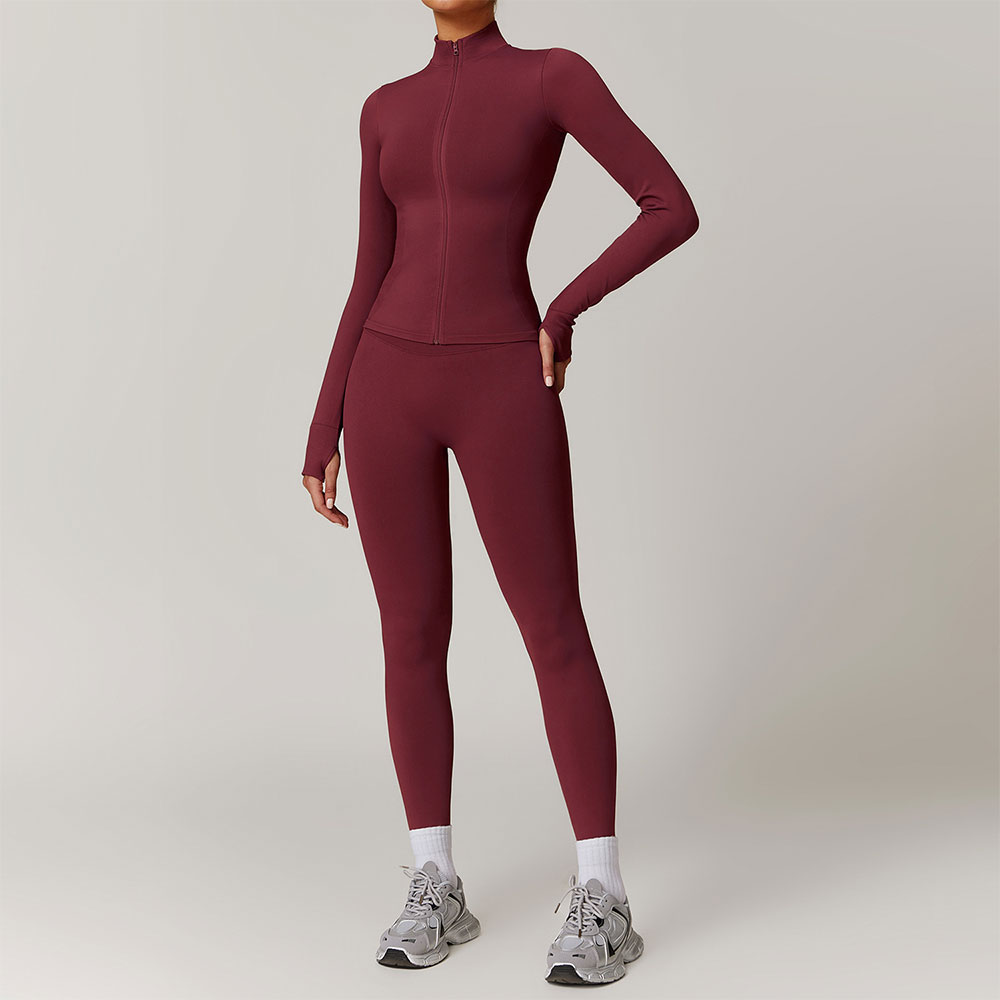 Conjunto de Yoga sin costuras, ropa de gimnasio, ropa deportiva, trajes de Yoga para mujer, chaqueta de manga larga, chándales, Sujetador deportivo, conjunto de mallas de gimnasio