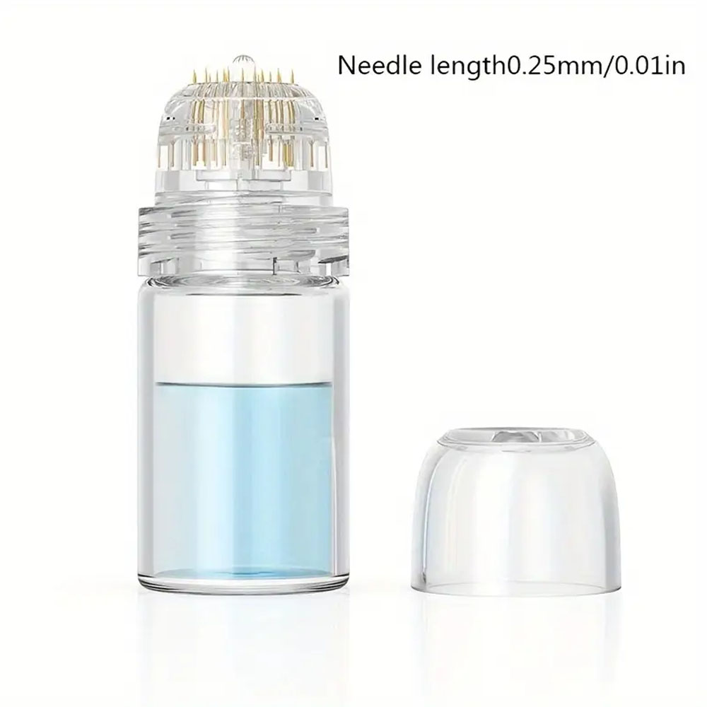 Herramienta de aguja derma Hydra Titanium y aplicador de suero, herramienta cosmética de rodillo derma para el crecimiento de la cara y la barba, 0,2 mm/0,25 mm