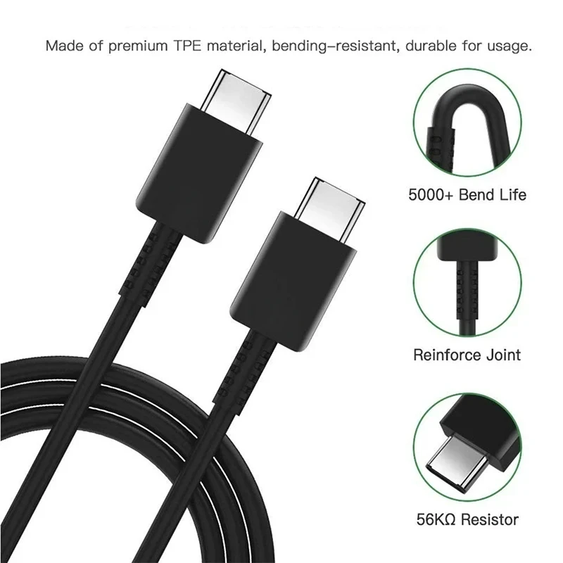 Kabel do szybkiego ładowania 45W Dual Type C Super Fast Charge 5A PD Quick Charge Data Cable 2m do Samsung S22 S23 S24 Plus Note 20 Ultra A53 A54 A55