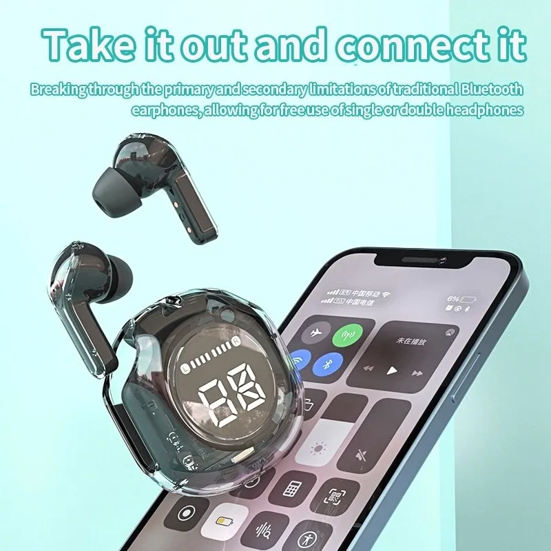 T8 PRO Tws słuchawki douszne Bluetooth przezroczyste z cyfrowym wyświetlaczem LED bezprzewodowe słuchawki douszne do słuchawek Xiaomi Huawei iPhone