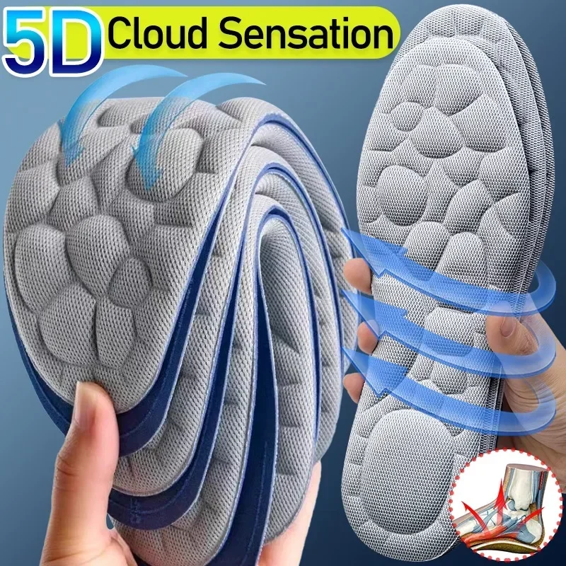 4pcs 5D Memory Foam Orthopedic Insoles Shoes Men Women Nano Antibacterial Deodorization Insole Sweat Absorption Running Cushion